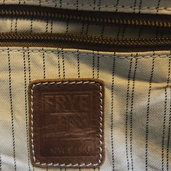 Frye Brown Leather Crossbody Bag Braided Trim - Picture 11 of 16